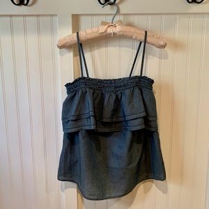Loft Chambray Ruffle Tank